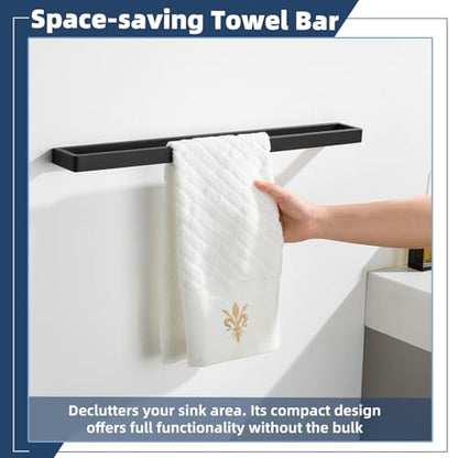 Matte Black 22.8" Bath Towel Bar, Rustproof 304 Stainless Steel | Rust-resistant for Bathroom, Shower, Vanity, Kitchen, Low Profile Towel Holder, Heavy Duty Hang, Stable Drilling Wall Mounted - color: Matte Black