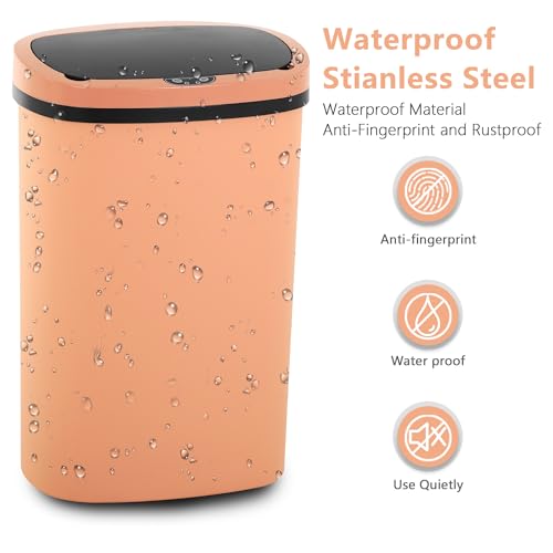 13 Gallon Trash Can Set of 2,Automatic Trash Can,Soft Close Large Garbage Can with Lid,Indoor Smart Trashcans for Kitchen,Waterproof Trashcans for Kitchen,Touch-Free Trash Can,Peach Pink - color: Pink, style: set of 2