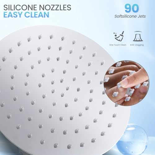 8 Inch Rain Shower Head Chrome, Round Rainfall Shower Heads with 90 Anti-Clog Silicone Nozzles, All Metal Stainless Steel Ceiling Mount - color: Chrome Polished, size: 8 Inch