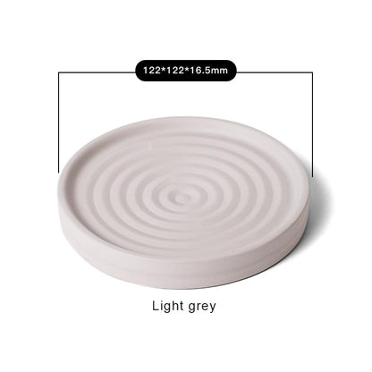 Home Bathroom Kitchen Use Diatomite Round Tray Ceramic Fast Dry Soap Holder (One Unit Light Grey) - color: Light Grey