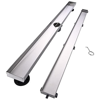 AVSIILE Linear Shower Floor Drain, 40 Inch Brushed Nickel 304 Stainless Steel Bathroom Drains Kit, Rectangular Shower Trench Drain with Reversable Tile-in Pattern Drain Cover & Hair Catcher - color: Brushed Stainless, size: 40 Inch