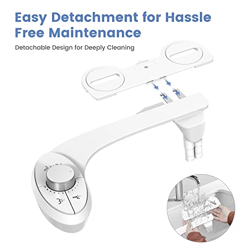 Ultra-Slim Bidet Attachment for Toilet - Effortless Non-Electric Self-Cleaning Dual Retractable Nozzles Bidets Toilet Seat, Adjustable Water Pressure Fresh Water Sprayer Baday