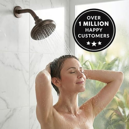 High Flow Shower Head - 2.5 GPM - Oil-Rubbed Bronze | 4 Inch Wall Mount Water Saving Bathroom Showerhead Nozzle For Boosting Low Pressure Showers With Adjustable Brass Ball Joint - color: Oil Rubbed Bronze