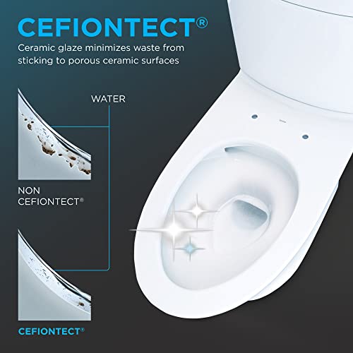 TOTO Aquia IV WASHLET+ Two-Piece Elongated Dual Flush 1.28 and 0.9 GPF Toilet with CEFIONTECT, Cotton White - MS446124CEMGN#01