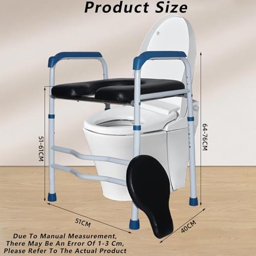 Toilet Safety Rails,Bathroom Toilet Safety Frame,Freestanding Toilet Safety Rail with Padded Handles Fits Most Toilets