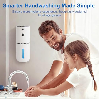 Automatic Soap Dispenser, Hand Soap Dispenser 12.8oz/380ml Smart Rechargeable, Liquid Touchless Soap Dispensers with 6-Level, Wall Mounted or Countertop Dish Soap Dispensing for Bathroom & Kitchen - color: White
