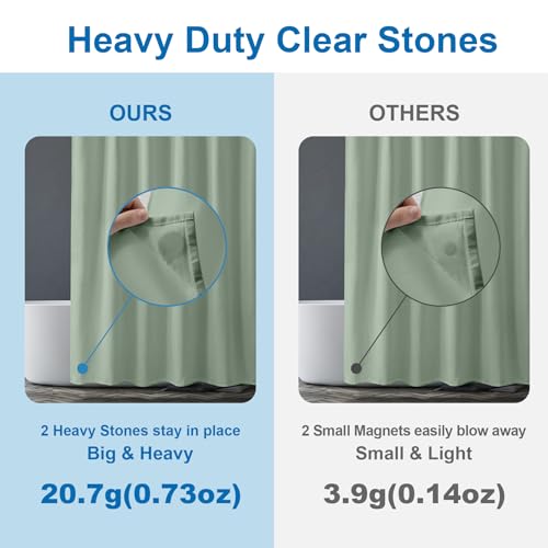 Sage Green Shower Liner Cloth Waterproof, Soft Sage Green Shower Curtain Liner Fabric with Weighted Stones, Washable Shower Curtain and Liner 2-in-1, 12 Grommet Holes, 72 x 72 Inches - color: Sage Green, size: 72"W x 72"L (Pack of 1)