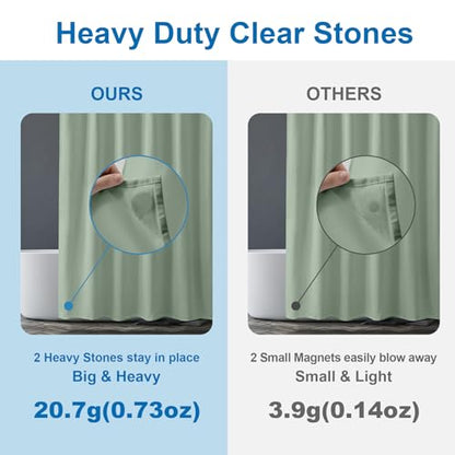 Sage Green Shower Liner Cloth Waterproof, Soft Sage Green Shower Curtain Liner Fabric with Weighted Stones, Washable Shower Curtain and Liner 2-in-1, 12 Grommet Holes, 72 x 72 Inches - color: Sage Green, size: 72"W x 72"L (Pack of 1)