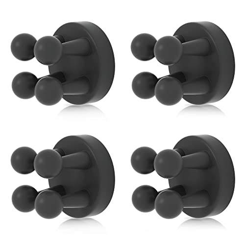 4 pcs Silicone Toothbrush Holder Multi-Function Hook Waterproof self Adhesive Single Toothbrush Hook Plug Holder for Wall for Hanging Bathroom Kitchen Living Room Office - color: Black