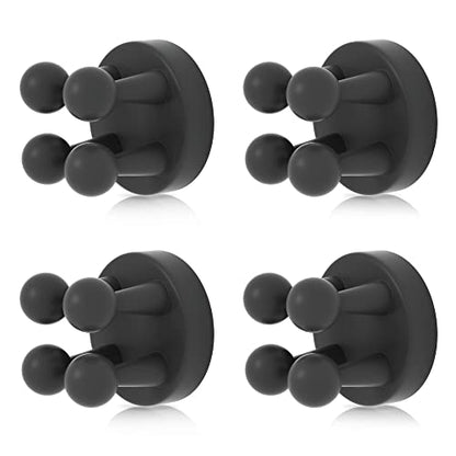 4 pcs Silicone Toothbrush Holder Multi-Function Hook Waterproof self Adhesive Single Toothbrush Hook Plug Holder for Wall for Hanging Bathroom Kitchen Living Room Office - color: Black