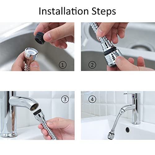 4 PACK Faucet Extender Tubes Flexible 360 Degrees Faucet Extension Sprayer for Kitchen Sink