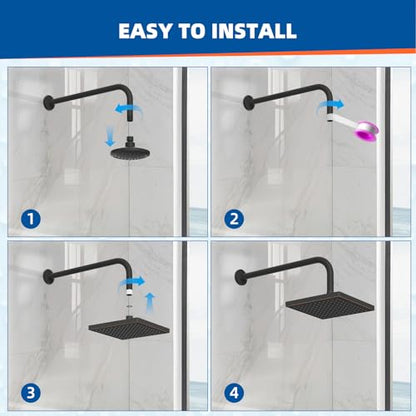 Hibbent cUPC Certified Thick Metal 8'' Rain Shower Head, Oil Rubbed Bronze | High Pressure Shower Head, Bathroom Waterfall Shower Heads, High Flow Fixed Showerheads with Adjustable Brass Ball Joint - color: Oil Rubbed Bronze, style: Square 8''