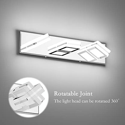 Ralbay Modern LED Vanity Light Fixtures 3 Lights Up and Down LED Modern Bathroom Vanity Lights Over Mirror Rotatable Acrylic Stainless Steel Chrome Bath Wall Lighting - color: Chrome, size: 3 Light