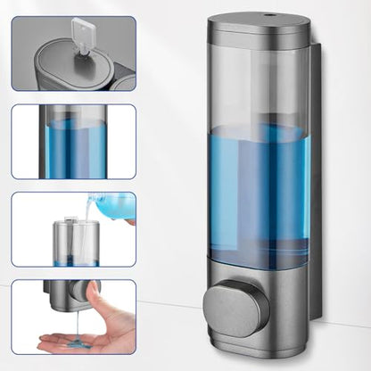 Pollock Shampoo and Conditioner Dispenser 1 Chamber No Drill | Shower Soap Pump Dispenser Wall Mounted,Body Wash Dispenser,Shower Gel Shampoo Holder for Bathroom Accessories, (Gun1) - color: Gun1