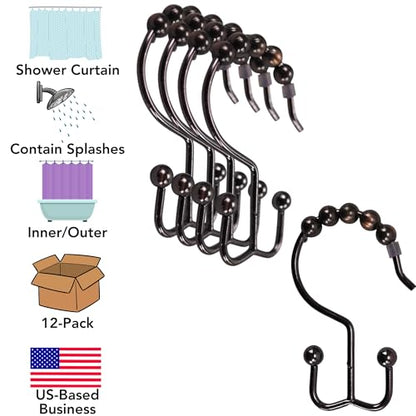 Iconikal 12-Pack Shower Curtain Double-Hooks Oil Rubbed Bronze