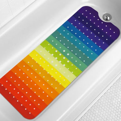 LNOND Rainbow Bathtub Mat, 40 X 16 Inch Tub Mat for Bathroom, Modern Abstract Bath Tub Shower Mat with Drain Holes and Suction Cups - color: Rainbow
