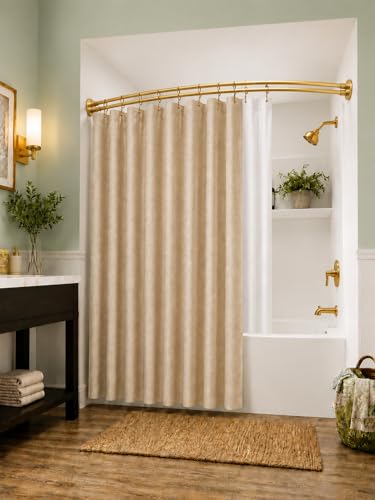 Utopia Alley Signature Aluminum Series Double Curved Shower Curtain Rod, Adjustable 45-72 Inch, Rustproof Aluminum, Dual Rod Design, Separates Curtain & Liner, Adds 8 Inches More Space, Bright Gold - color: Bright Gold