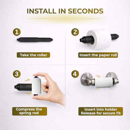 Black Toilet Paper Holder Spring Rod | Toilet Paper Roller Replacement | 6 Inch Toilet Paper Holder Replacement Rod | Durable Plastic Spindle – Fits All Standard Tissue Rolls