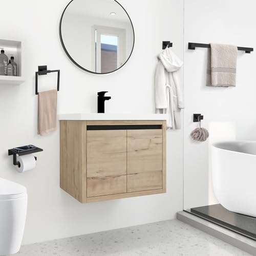YACVCL 5 Pieces Matte Black Bathroom Hardware Accessorie Set 23.6 Inch Towel Bar Set SUS304 Stainless Steel Towel Rack&Holder Set for Bathroom,Toilet Paper Holder with Shelf Wall-Mounted - color: 5 Pcs Matte Black