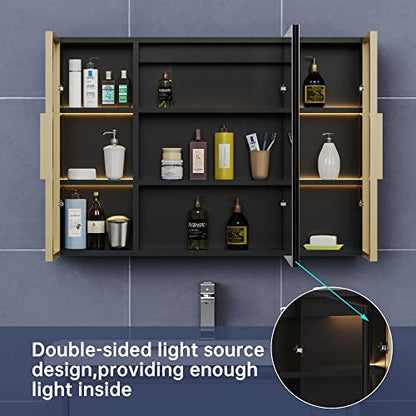 Upgrade Medicine Cabinets for Bathroom with Mirror and Storage Cabinets, 39.37”W x 27.56”H Surface Wall Mounted LED Medicine Cabinet with Lights, Defogger, Dimmer, Memory Fuction - size: 39x27 Inch