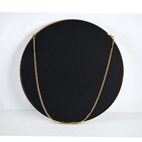 11.8-inch Modern Round Wall Mirror with Metal Frame and Hanging Chain, Suitable for Entryway, Hallway, or Bathroom Small Gold Metal Frame Mirror (Gold, 11.8 inch) - size: 11.8 inch
