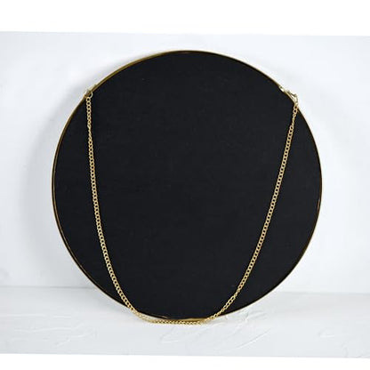 11.8-inch Modern Round Wall Mirror with Metal Frame and Hanging Chain, Suitable for Entryway, Hallway, or Bathroom Small Gold Metal Frame Mirror (Gold, 11.8 inch) - size: 11.8 inch