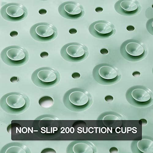 YINENN Bath and Shower Safety Mats 40x16 inch, Non Slip with Suction Cups for Bathroom Stall and Tub Floor, Extra Large and Machine Washable, Drain Holes Keep Bathtub Clean, Light Green - color: Light Green
