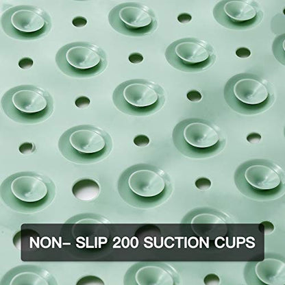 YINENN Bath and Shower Safety Mats 40x16 inch, Non Slip with Suction Cups for Bathroom Stall and Tub Floor, Extra Large and Machine Washable, Drain Holes Keep Bathtub Clean, Light Green - color: Light Green