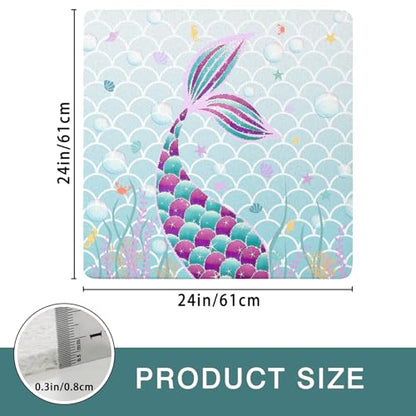 Square Shower Mats for Inside Shower, Mermaid Non Slip Bath Mat Quick Drying Bathmat Easy Cleaning Cute Shower Matt for Kids Bathroom Floor, Textured Surface Shower Foot Scrubber Mat, 24″X24″ - color: D03
