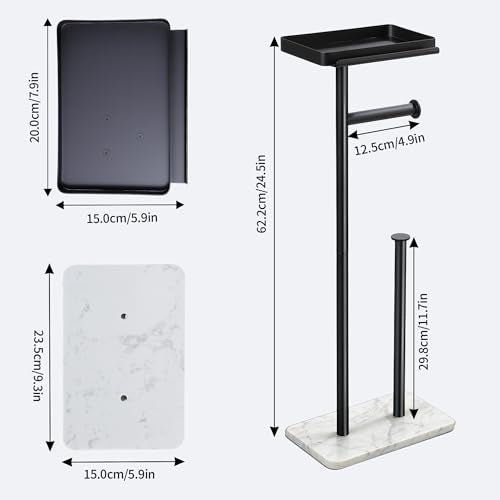Toilet Paper Stand - Extra Heavy Duty Marble Base Toilet Paper Holder Stand - color: Marble White