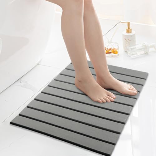 Foldable Stone Bath Mat with Round Coaster,23.62 x 15.35 inch Super Absorbent Diatomaceous Earth Mats,Collapsible Quick Dry Dish Drying Mat,for Dishes Bottles Cups Bathroom