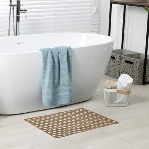 HARFINGTON 2pcs Nonslip Bathtub Mat 29.5"x17" TPE Anti-Slip Washable Tub Shower Mats with Suction Cups and Drain Holes for Bathroom Kitchen Bathtub Treads Stairs, Blue