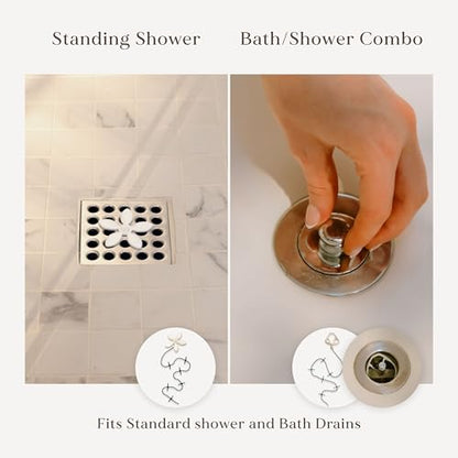 Shower Drain Hair Catcher – Disposable Bathroom Hair Trap, Easy to Install in Shower Drain Cover, Helps Prevent Clogs – As Seen on Shark Tank - Silver Flower (12-Pack) - color: Silver Flower, size: 12 Count