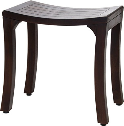 AquaTeak Patented 18" Asia Curve Mocha-Shield Teak Shower Bench - A. Bench | Durable, Water-Resistant Teak, Shower Chair & Shaving Foot Rest, Indoor/Outdoor Use