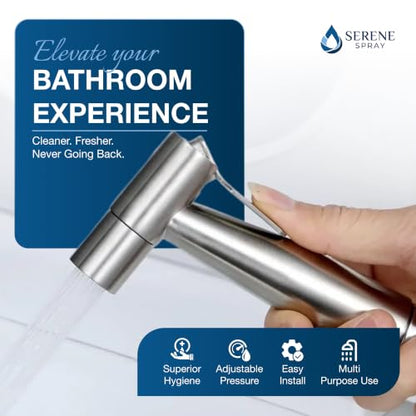 Handheld Bidet Sprayer for Toilet, Adjustable Water Pressure Stainless Steel Jet Spray with Hose & 2 Wall Mounts, Muslim Shower for Bathroom Hygiene, Feminine Wash, Cloth Diaper, Baby Wash, Leak-Proof