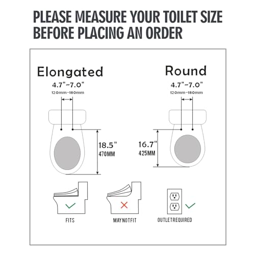 WLJBIDET Toilet Seat Bidet with Warm Water and Drying, O80KL - Elongated | Remote Control, Multiple Cleaning Modes, Adjustable Temperature, Soft Close Lid, LED Display, Nightlight