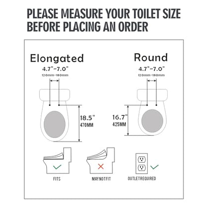 WLJBIDET Toilet Seat Bidet with Warm Water and Drying, O80KL - Elongated | Remote Control, Multiple Cleaning Modes, Adjustable Temperature, Soft Close Lid, LED Display, Nightlight