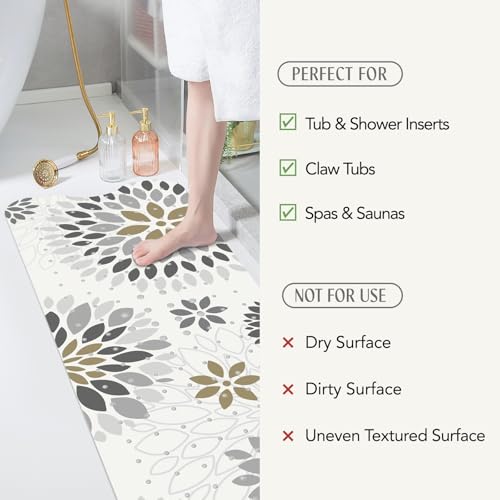 SHUCHING Boho Gray Bath Mat for Tub Non Slip-40x16 Inch, Sunflower | Bathtub Mat for Women Mold Free, Long Shower Mat for Inside Shower with Suction Cup, Machine Washable - color: Sunflower