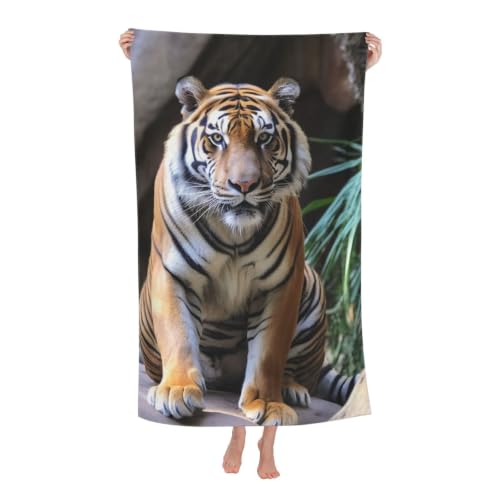 Tiger in the Zoo Bath Towel Super Absorbent Beach Towels Microfiber Bathroom Towel 32 x 52 Inch - color: Tiger in the Zoo