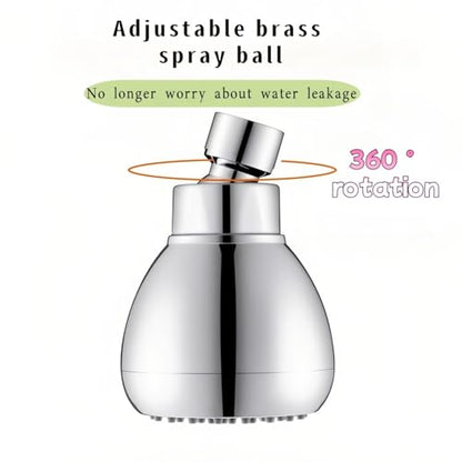 High Pressure Shower Head 3" Chrome - 360° Rotating Self-Cleaning Jets, Water Saving Flow Optimizer, Easy Install & Rustproof ABS, Spa Rainfall Spray for Adults/Elderly