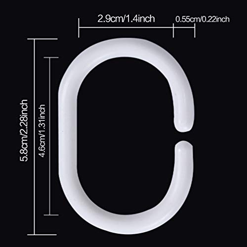 36 Pcs Plastic White Shower Curtain Rings Curtain C Rings Hooks Hanger Bath Drape Loop Clip Glide