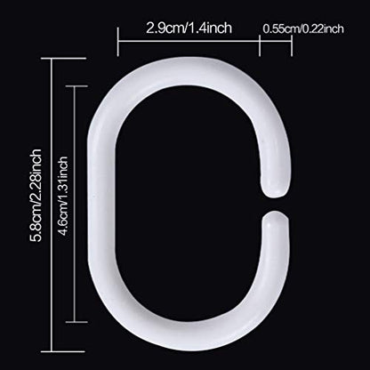 36 Pcs Plastic White Shower Curtain Rings Curtain C Rings Hooks Hanger Bath Drape Loop Clip Glide