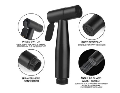 Stainless Steel Toilet Bidet Sprayer Head,Black | for Toilet,personal hygiene cleaning, bathroom cleaning, pet bathing,G1/2 interface. - color: Black