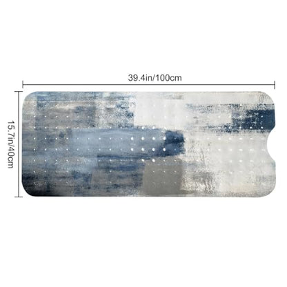 LNOND Blue Bathtub Mat Non Slip, 40 X 16 Inch Tub Mat for Bathroom, Abstract Art Bath Tub Shower Mat with Drain Holes and Suction Cups - color: Blue