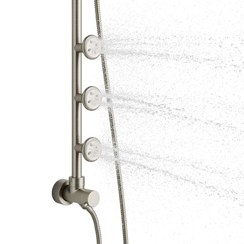 Lanikai Rain Shower Head with Handheld Spray Combo - 1028-BN-1.8GPM, Brushed Nickel - 8" Rain Showerhead with Handheld Sprayer, 3 Spray Jets, 5-Function Rainfall Shower Head with Hose, 1.8 GPM - color: Brushed Nickel, size: 1.8 GPM
