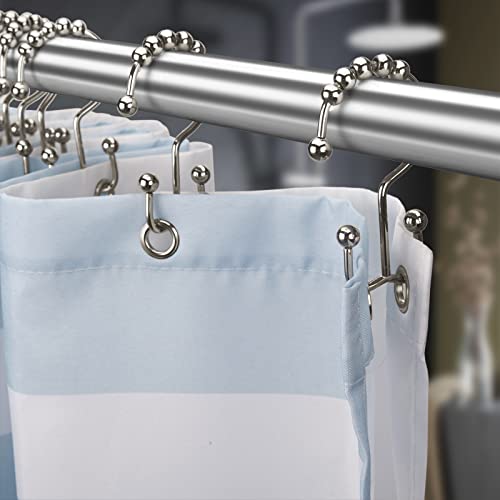 Titanker Shower Curtain Hooks Rings, Rust Resistant Metal Double Glide Shower Hooks Rings for Bathroom Shower Rods Curtains, Set of 12 Hooks - Nickel - color: Nickel, style: Modern
