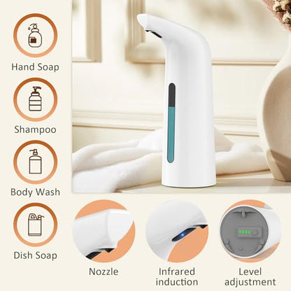 Automatic Liquid Soap Dispenser, 4-Level,Rechargeable | Plastic,13.5oz/400ml White Touchless Electric Hand & Dish Countertop Soap Dispensers with Sensor for Bathroom,Kitchen Sink - color: White, style: Rechargeable