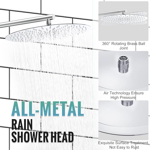 SR SUN RISE Shower Faucet - 16 Inch Multifunctional High Pressure Shower Head System with Handheld Shower Head Fixtures - Valve Included - Polished Chrome - color: Polished Chrome, size: 16 Inch