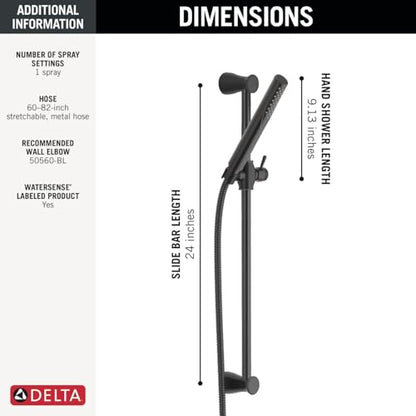 Delta Faucet Compel Slide Bar Hand Held Shower with Hose, Brushed Nickel Handheld Shower Head, Slide Bar Hand Shower, Brushed Nickel Handheld Shower, Detachable Shower Head, Stainless 5785-SS - color: Stainless