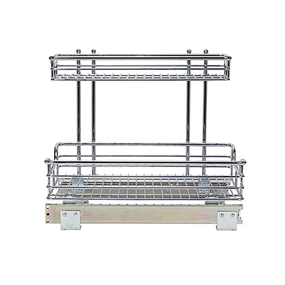Household Essentials Glidez 2‑Tier Multipurpose Chrome‑Plated Steel Pull‑Out/Slide‑Out Under Sink Organizer, Chrome Finish - size: 12.25" - Standard, style: Undersink